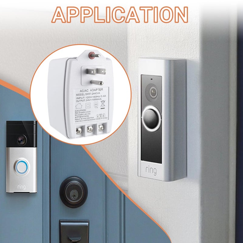 JAMHER 24 Volt Doorbell Transformer 24VAC 40VA 1666mA Plug in Transformer with PTC Fuse Compatible with Nest Ecobee Sensi and Honeywell Thermostat and All Versions of Ring Doorbell - Image 5